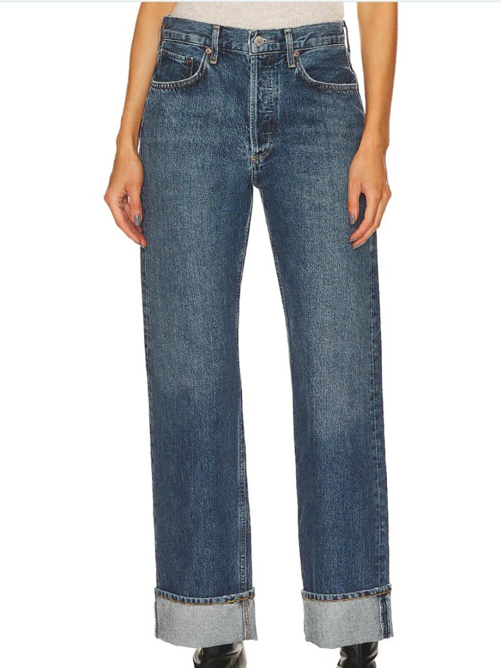 Agolde Fran Low Slung Easy Straight Jeans in Control Sz 29